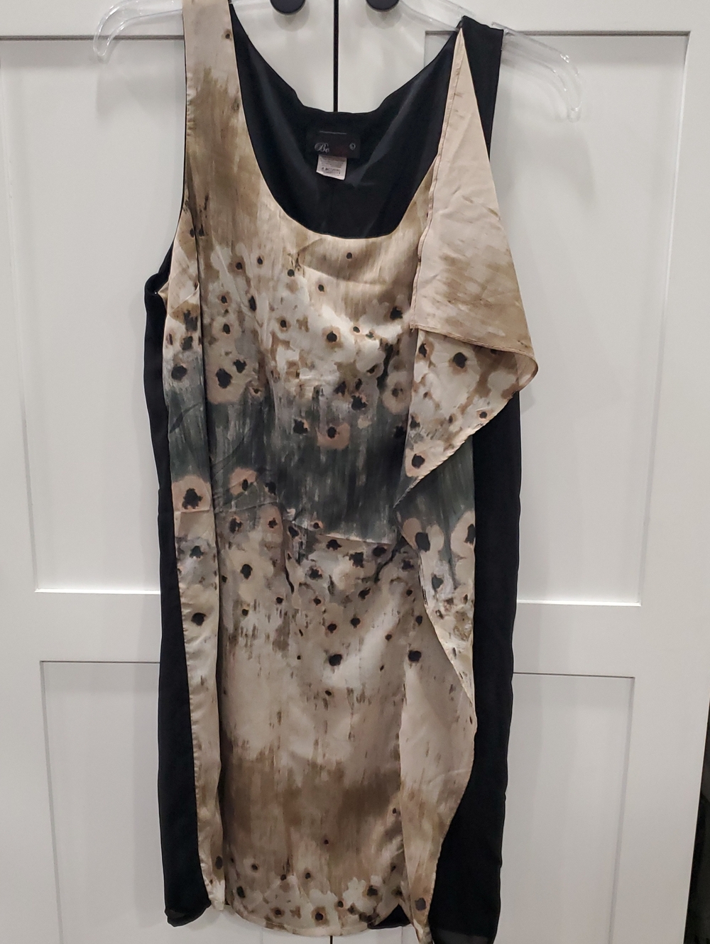 be inspired Black and Beige Printed Layered Midi Dress